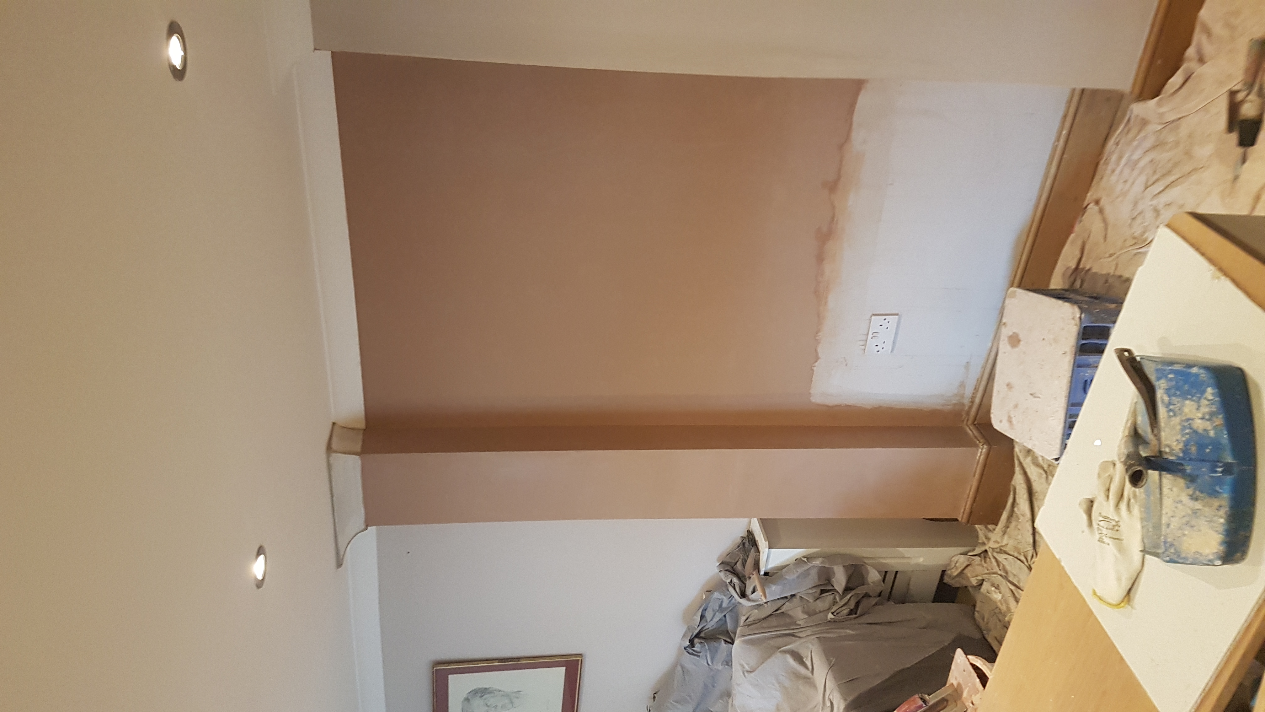 plaster blown in this area removed & repaired