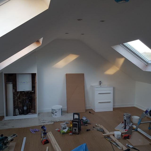 attic conversion board skim