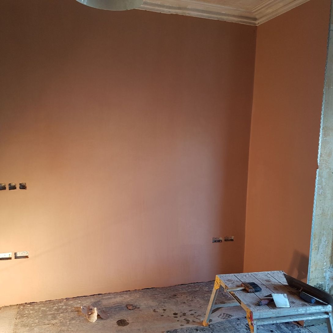 plastered room