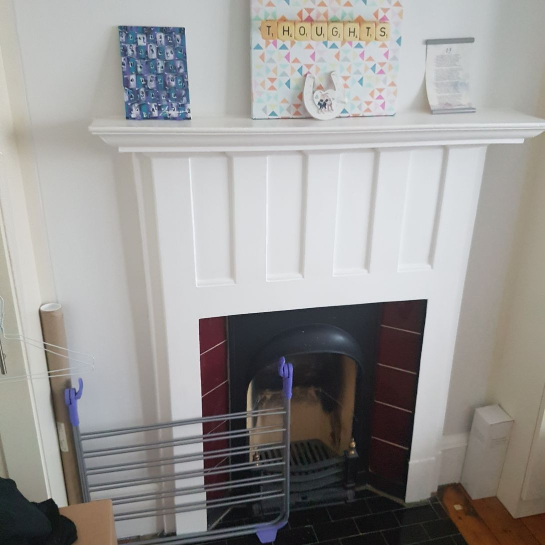 fireplace removed & boxed in & plastered
